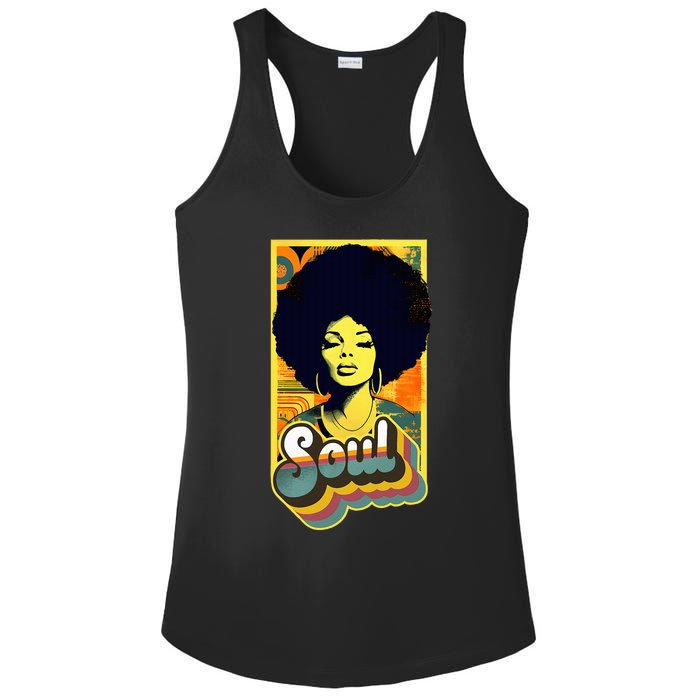 70s Funk Afro Soul Ladies PosiCharge Competitor Racerback Tank