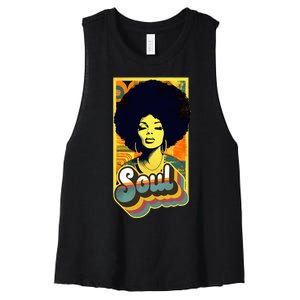 70s Funk Afro Soul Women's Racerback Cropped Tank