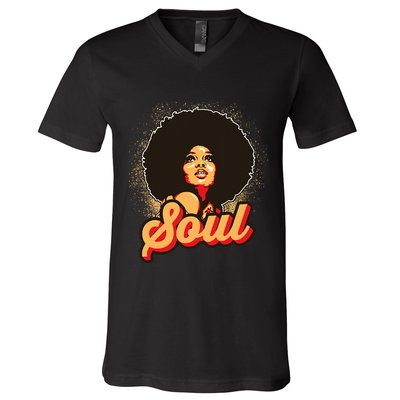 70s Funk Afro Soul Retro Vintage V-Neck T-Shirt