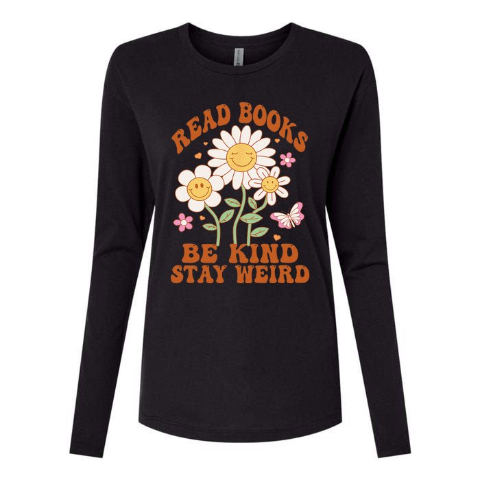 70s Flower Groovy And Funny Read Books Be Kind Stay Weird Womens Cotton Relaxed Long Sleeve T-Shirt