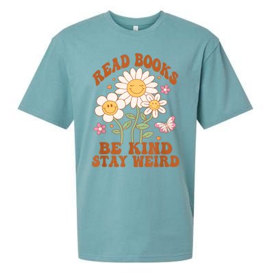 70s Flower Groovy And Funny Read Books Be Kind Stay Weird Sueded Cloud Jersey T-Shirt