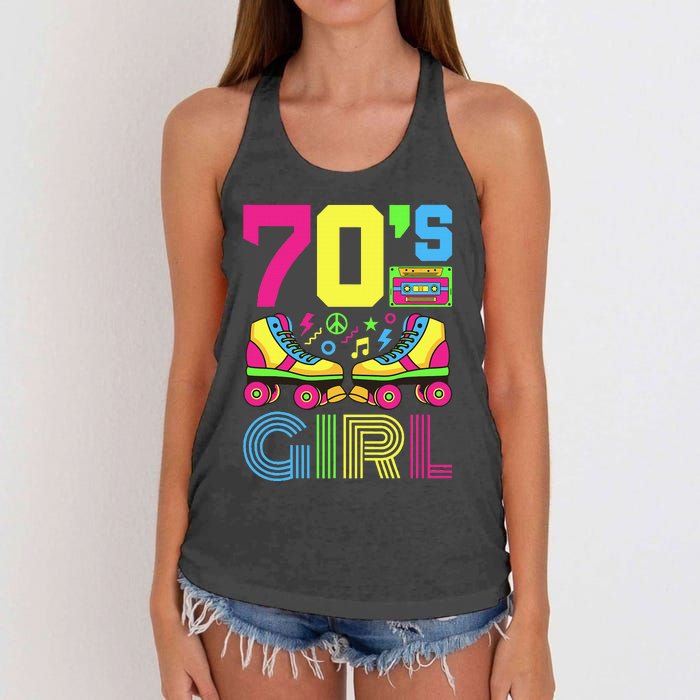 70s Girl 1970s Fashion Theme Party Outfit Seventies Costume Women's Knotted Racerback Tank