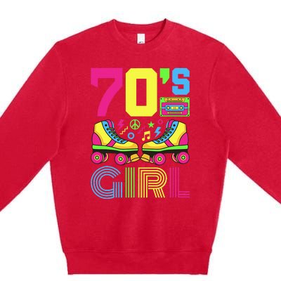 70s Girl 1970s Fashion Theme Party Outfit Seventies Costume Premium Crewneck Sweatshirt