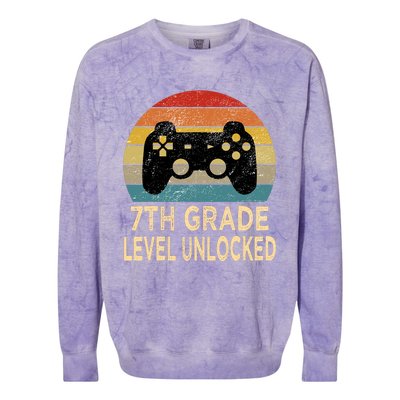 7th Grade Level Unlocked Video Gamer Back to School Vintage Colorblast Crewneck Sweatshirt