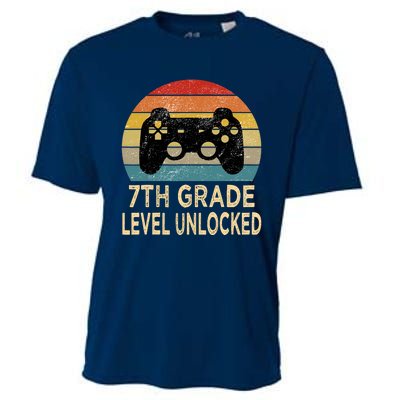 7th Grade Level Unlocked Video Gamer Back to School Vintage Cooling Performance Crew T-Shirt