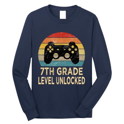 7th Grade Level Unlocked Video Gamer Back to School Vintage Long Sleeve Shirt