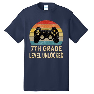 7th Grade Level Unlocked Video Gamer Back to School Vintage Tall T-Shirt