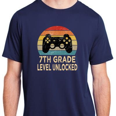 7th Grade Level Unlocked Video Gamer Back to School Vintage Adult ChromaSoft Performance T-Shirt