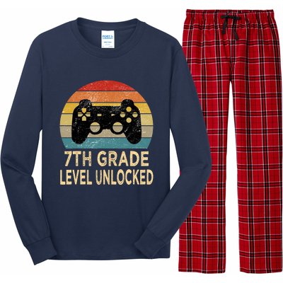 7th Grade Level Unlocked Video Gamer Back to School Vintage Long Sleeve Pajama Set