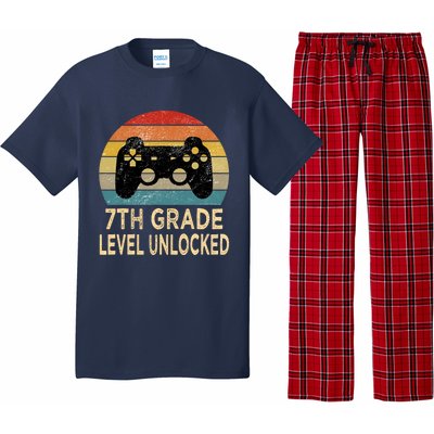 7th Grade Level Unlocked Video Gamer Back to School Vintage Pajama Set