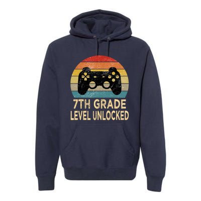 7th Grade Level Unlocked Video Gamer Back to School Vintage Premium Hoodie