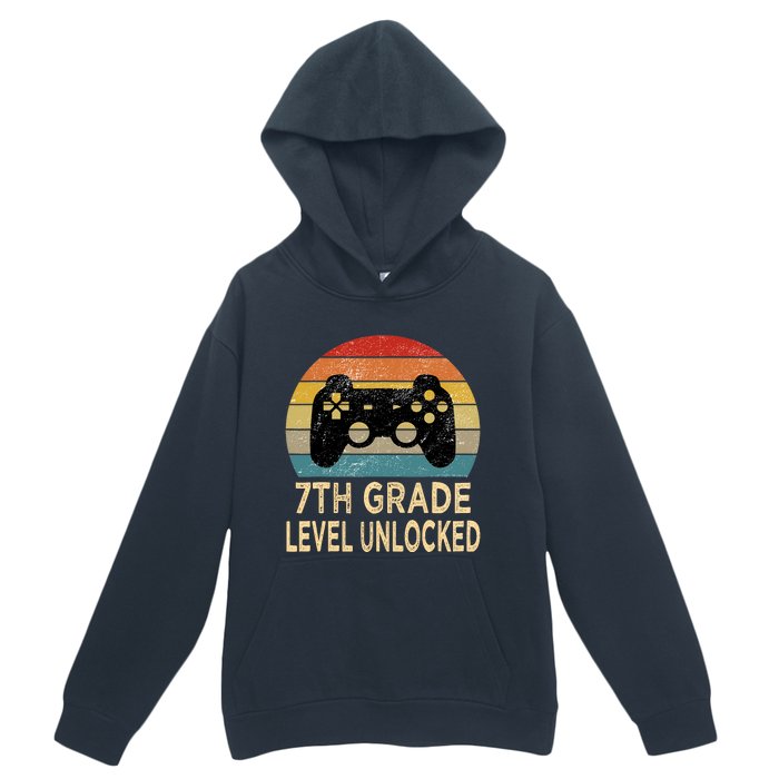 7th Grade Level Unlocked Video Gamer Back to School Vintage Urban Pullover Hoodie