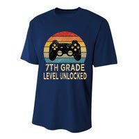 7th Grade Level Unlocked Video Gamer Back to School Vintage Performance Sprint T-Shirt