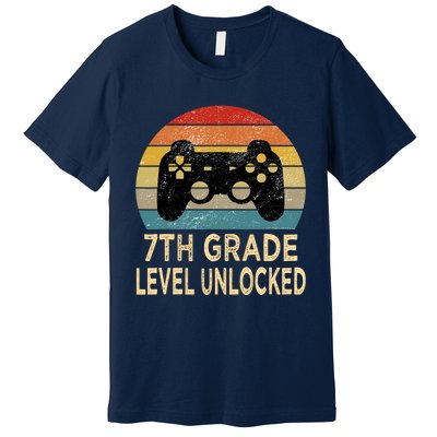 7th Grade Level Unlocked Video Gamer Back to School Vintage Premium T-Shirt