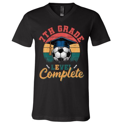 7th Grade Level Complete Soccer Girl Last Day Of School V-Neck T-Shirt