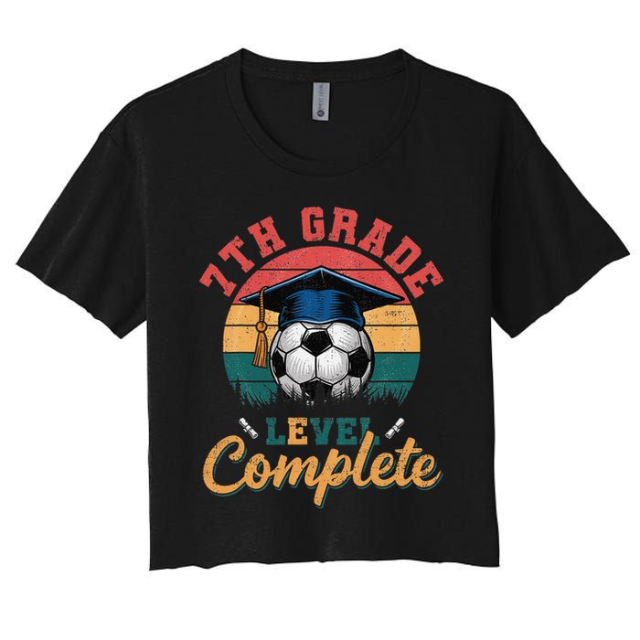7th Grade Level Complete Soccer Girl Last Day Of School Women's Crop Top Tee