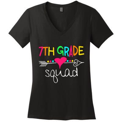 7th Grade Squad Seventh Teacher Student Team Back To School Gift Women's V-Neck T-Shirt