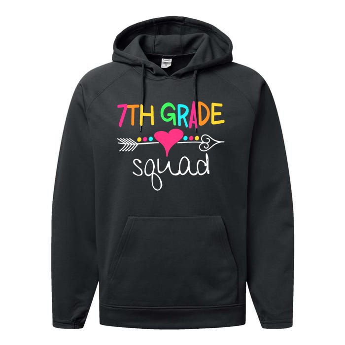 7th Grade Squad Seventh Teacher Student Team Back To School Performance Fleece Hoodie