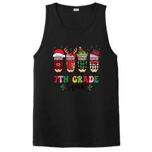 7th Grade Squad Pencil Santa Buffalo Plaid Teacher Christmas PosiCharge Competitor Tank