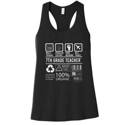 7th Grade Teacher MultiTasking Certified Job Gift Seventh Grade Women's Racerback Tank