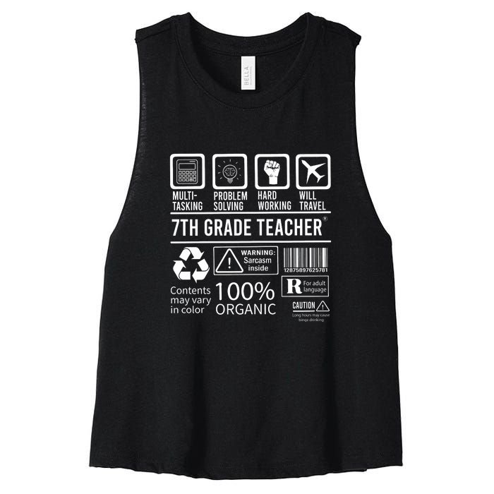 7th Grade Teacher MultiTasking Certified Job Gift Seventh Grade Women's Racerback Cropped Tank