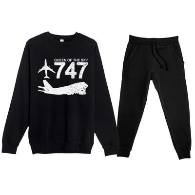 747 Jumbo Jet Aviation Plane Spotting Premium Crewneck Sweatsuit Set