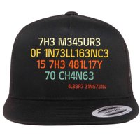 7H3 M345UR3 0F 1N73LL163NC3 15 7H3 481L17Y 70 CH4N63 Flat Bill Trucker Hat