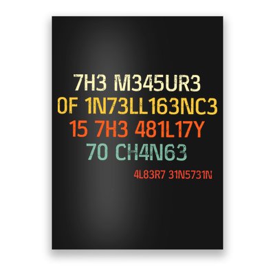 7H3 M345UR3 0F 1N73LL163NC3 15 7H3 481L17Y 70 CH4N63 Poster