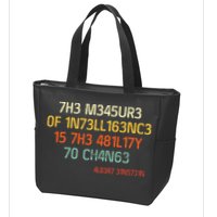 7H3 M345UR3 0F 1N73LL163NC3 15 7H3 481L17Y 70 CH4N63 Zip Tote Bag