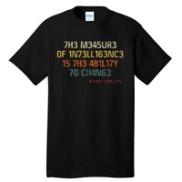 7h3 M345ur3 0f 1n73ll163nc3 15 7h3 481l17y T0 Ch4n63 Tall T-Shirt