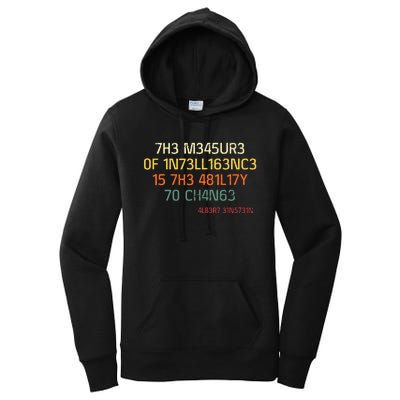 7h3 M345ur3 0f 1n73ll163nc3 15 7h3 481l17y T0 Ch4n63 Women's Pullover Hoodie