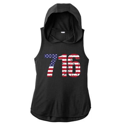 716 New York Area Code Ladies PosiCharge Tri-Blend Wicking Draft Hoodie Tank