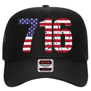 716 New York Area Code High Crown Mesh Back Trucker Hat