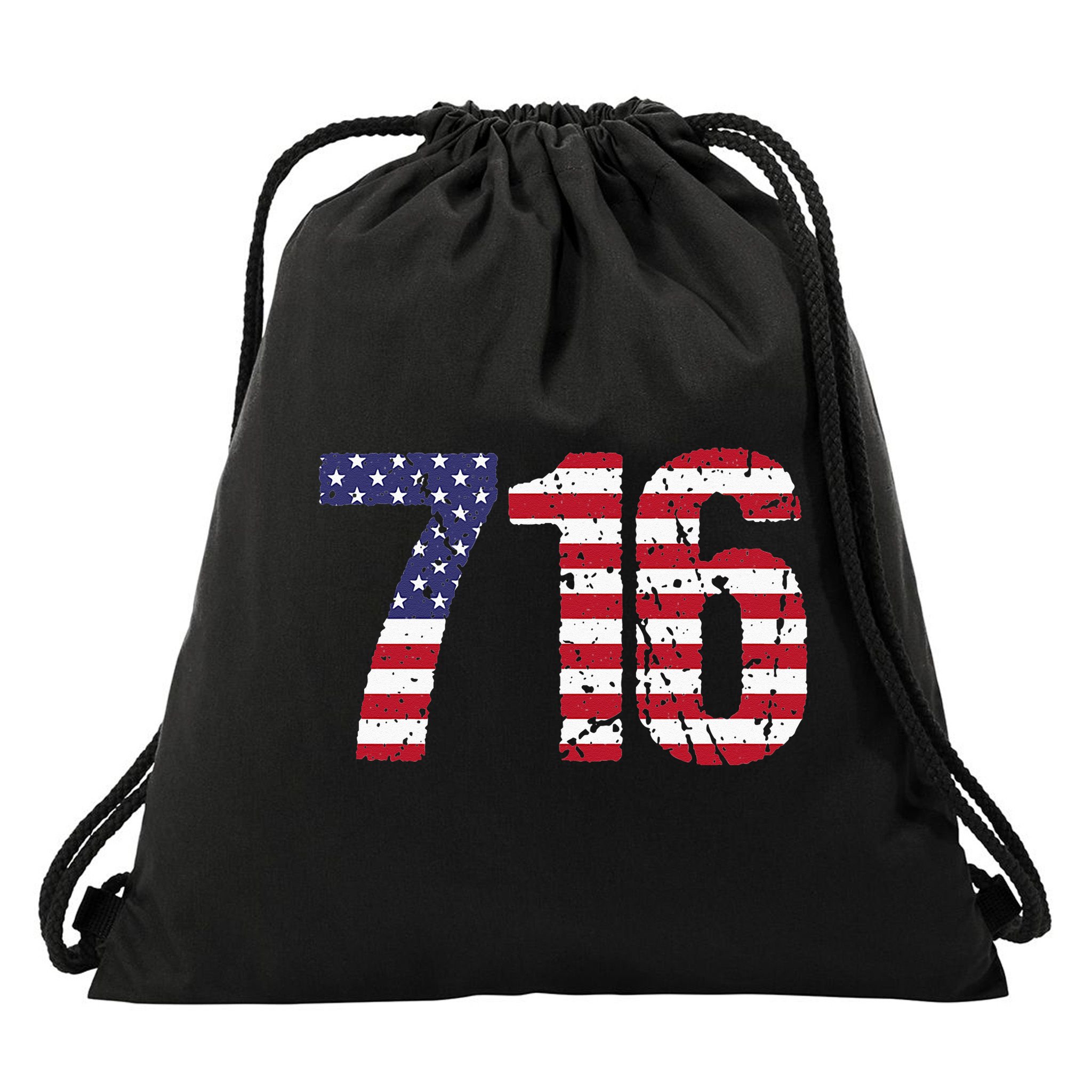 716 New York Area Code Drawstring Bag