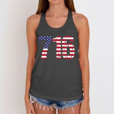 716 New York Area Code Women's Knotted Racerback Tank