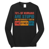 70 Of Humans Are Stupid IM With The Other 40 Funny Humor Long Sleeve Shirt