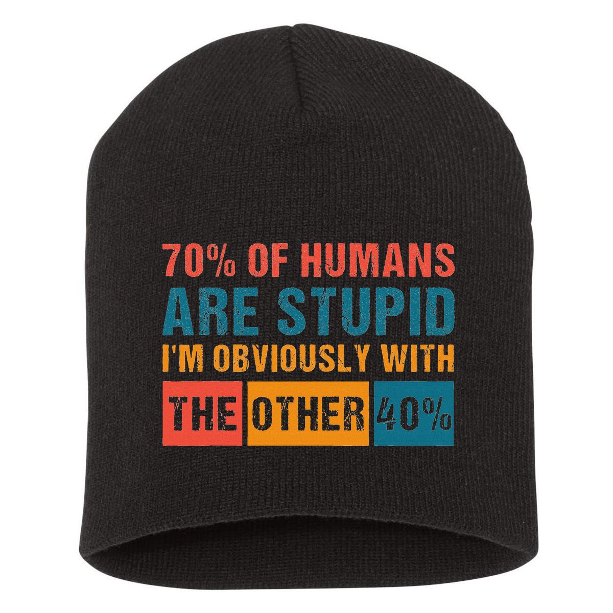 70 Of Humans Are Stupid IM With The Other 40 Funny Humor Short Acrylic Beanie