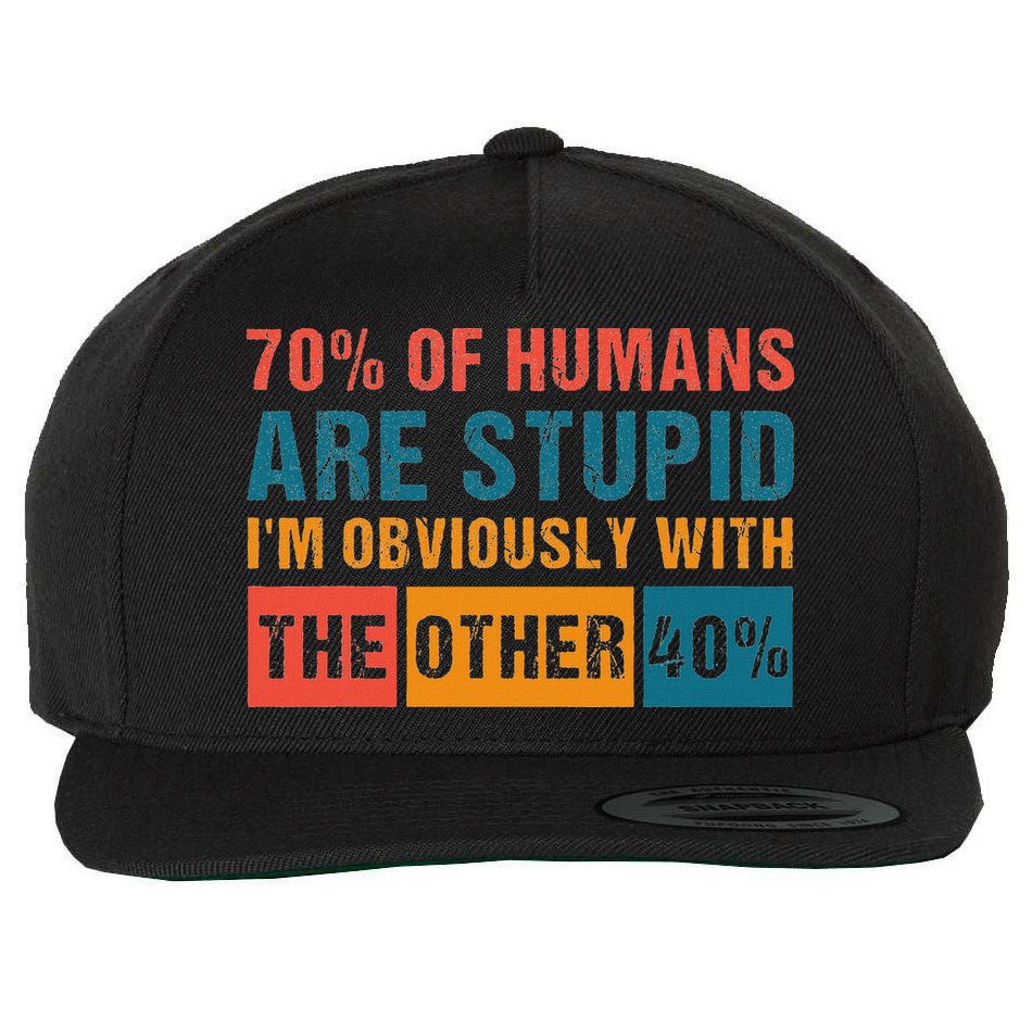 70 Of Humans Are Stupid IM With The Other 40 Funny Humor Wool Snapback Cap
