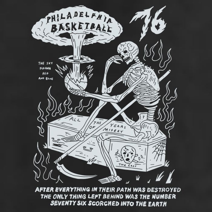 76 Philadelphia Basketball After Everything In Their Path Was Destroyed Large Microfiber Waffle Golf Towel