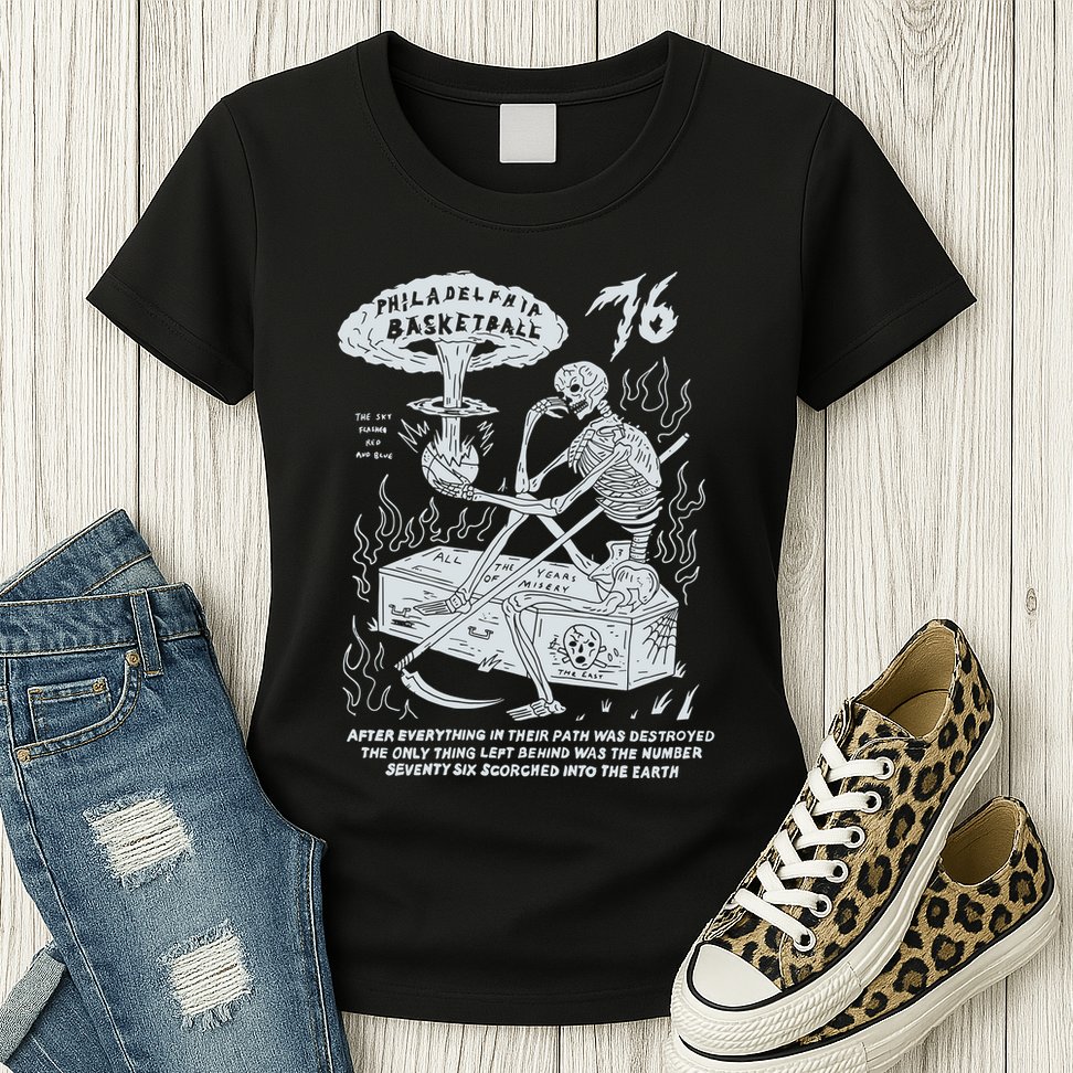 76 Philadelphia Basketball After Everything In Their Path Was Destroyed Womens T-Shirt
