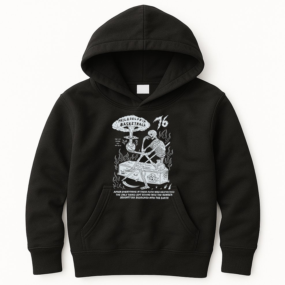 76 Philadelphia Basketball After Everything In Their Path Was Destroyed Kids Hoodie