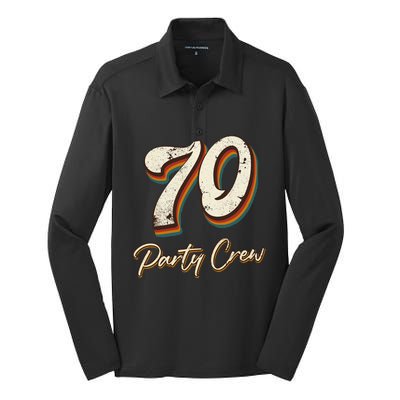 70 Party Crew 70th Birthday Silk Touch Performance Long Sleeve Polo