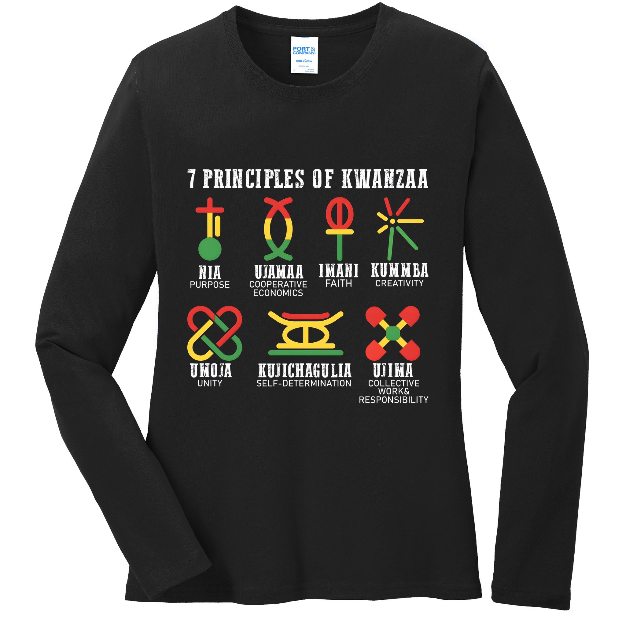 7 Principles Of Kwanzaa Jewish Happy Kwanzaa Ladies Long Sleeve Shirt
