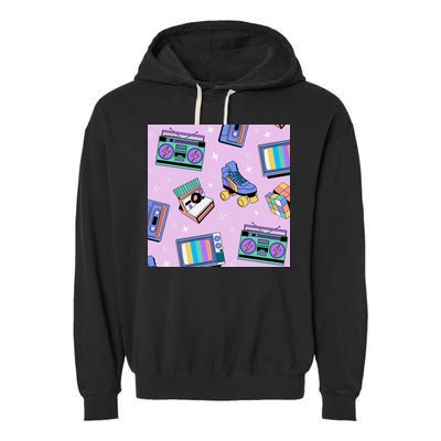 70s Retro Nostalgic Pattern Garment-Dyed Fleece Hoodie
