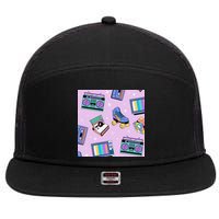 70s Retro Nostalgic Pattern 7 Panel Mesh Trucker Snapback Hat