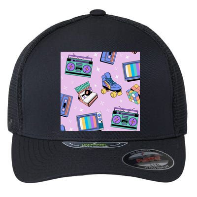 70s Retro Nostalgic Pattern Flexfit Unipanel Trucker Cap