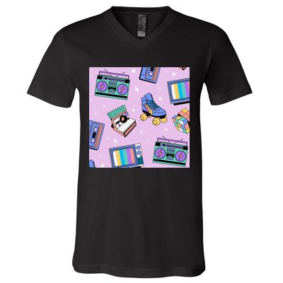 70s Retro Nostalgic Pattern V-Neck T-Shirt