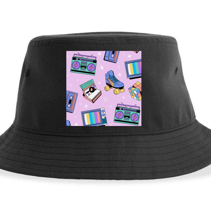 70s Retro Nostalgic Pattern Sustainable Bucket Hat