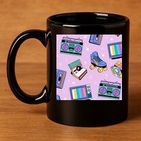 70s Retro Nostalgic Pattern 11oz C Handle Ceramic Mug
