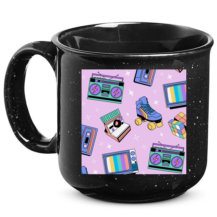 70s Retro Nostalgic Pattern 15oz Campfire Ceramic Mug